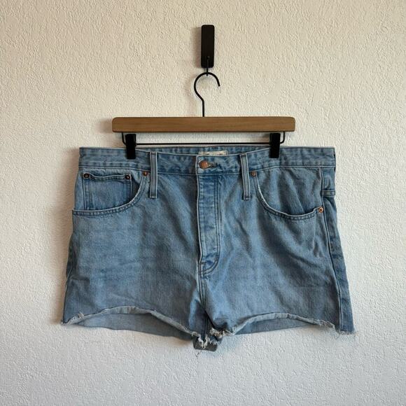 Madewell Mid-Rise Frayed Raw Hem Relaxed Denim Shorts Dunwoody Wash Blue 33 - Picture 5 of 11